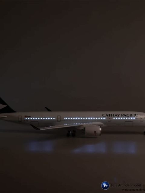 【带轮子带灯】国泰航空空客A350飞机模型仿真民航客机波音747