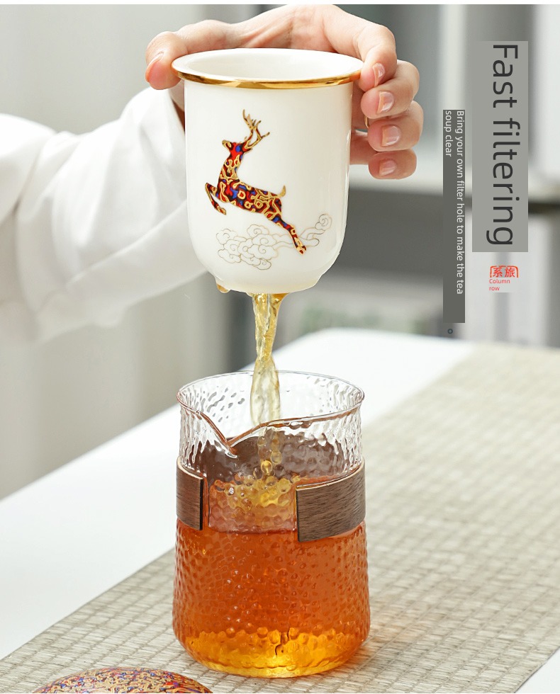 Xiangye Glass outdoors small-scale Two cup travel tea set