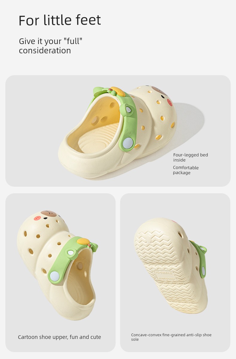 Pig Daddy Baby Slippers for Girls, Summer Non-Slip Bathroom Shoes for Infants and Toddlers, Children's Clogs for Boys, Beach Shoes — 9