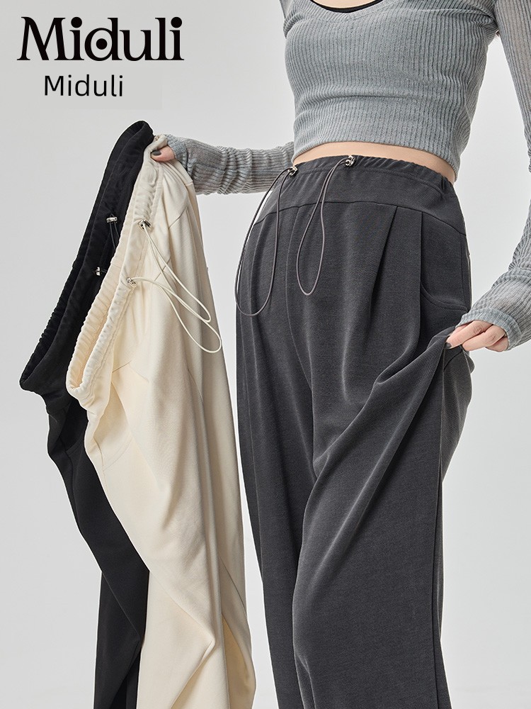 Maternity Pants for Autumn, Wide-Leg Pants That Don'T Squeeze the Belly, Fall/Winter Fleece-Lined Casual Straight-Leg Long Pants for Petite Women, Autumn Wear