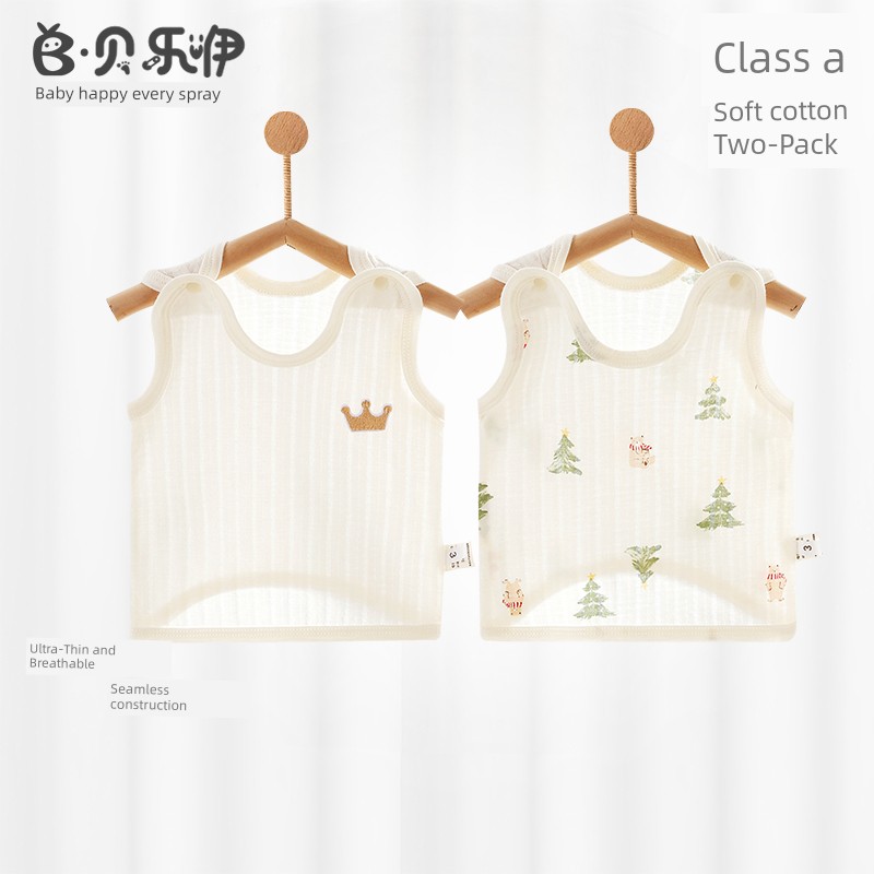 Beileyi Baby Half-Back Vest Summer Thin Pure Cotton Girls' Vest Boys' Clothing Newborn Bellyband Class a — 4