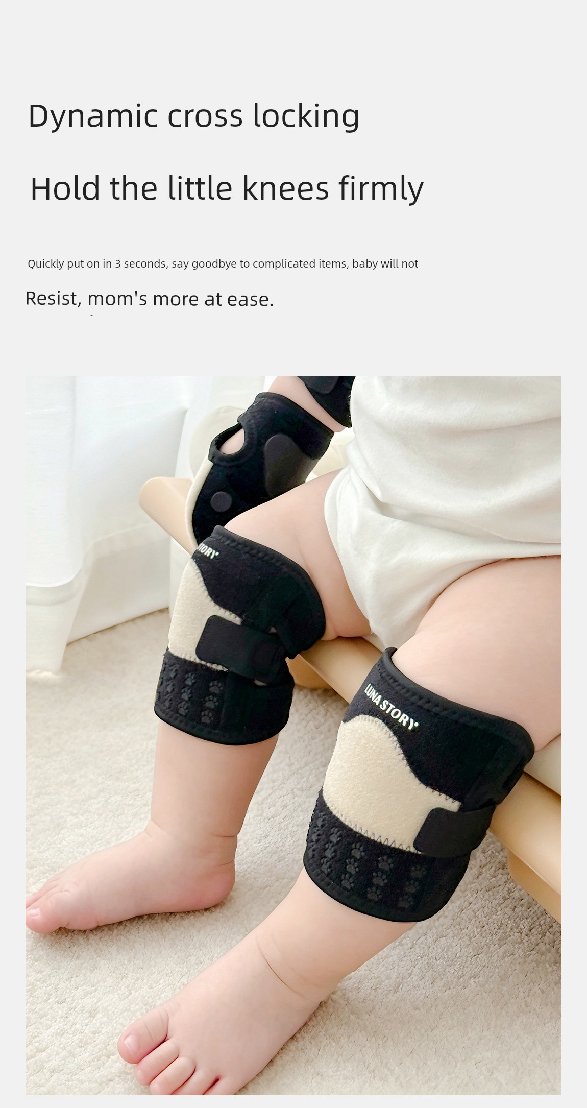Lunastory Knee Pads, Baby Crawling Elbow Pads, Anti-Slip Children's Toddler Knee Protectors, Anti-Strain — 10