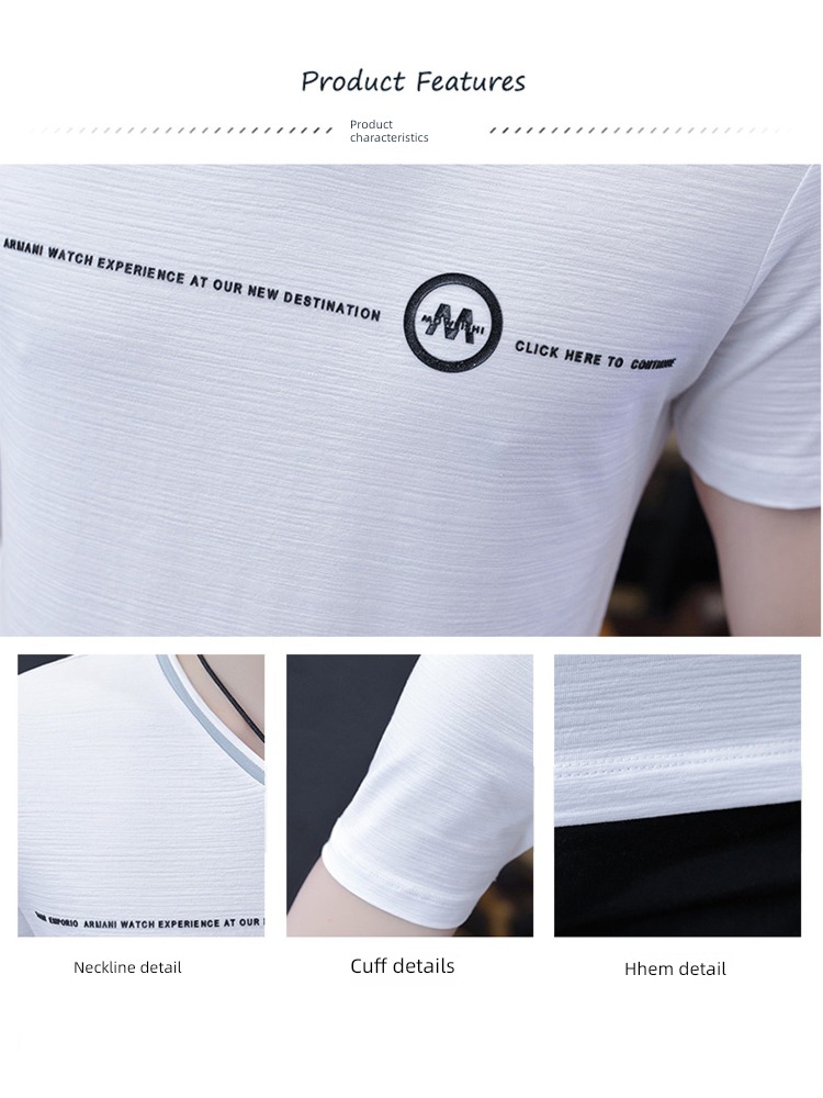 V-neck Put on your clothes Ice feeling fashion man Short sleeve T-shirt