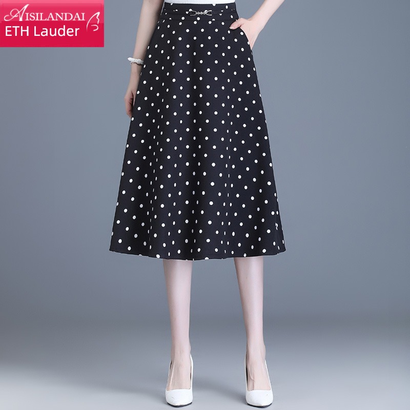 Wave point skirt female 2023 Spring and summer The new High waist A-line skirt Medium and long term Show thin Cover the crotch Pleat Big swing Umbrella skirt