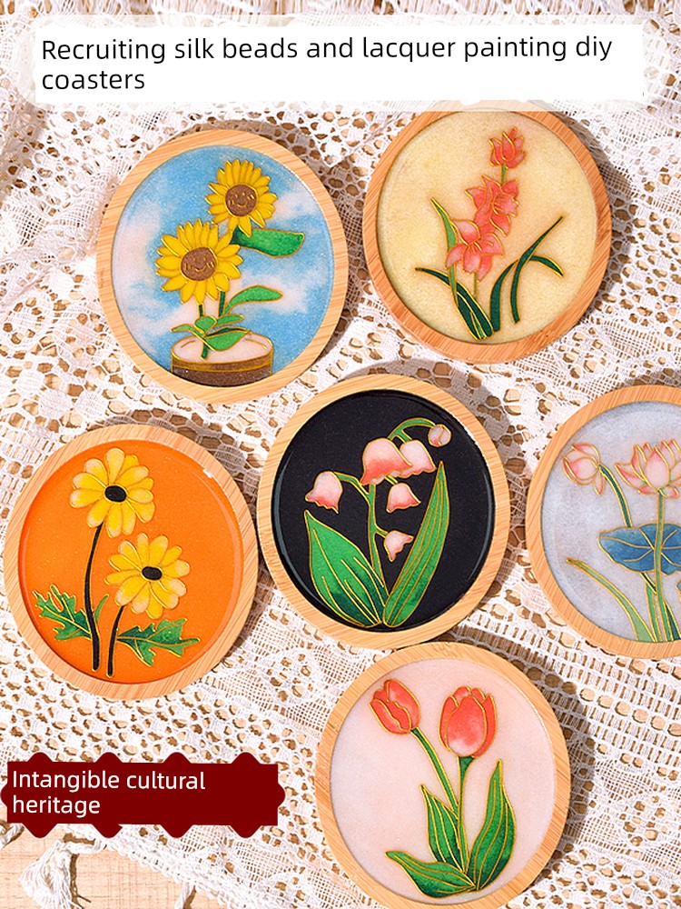 Intangible Cultural Heritage Cloisonné Enamel Painting DIY Coaster Material Kit Base for Beginners Team Building Activities Decorations