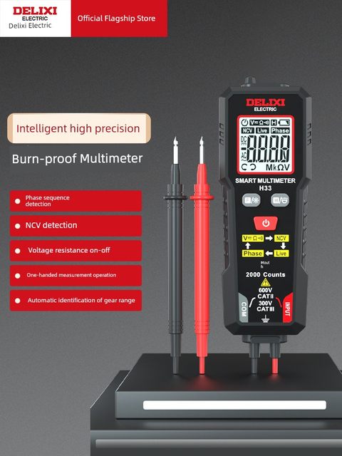Delixi Electric Mini Multimeter Intelligent Anti-Fire NCV Measurement Upgraded Automatic Range Meter Pen Phase Sequence Detection