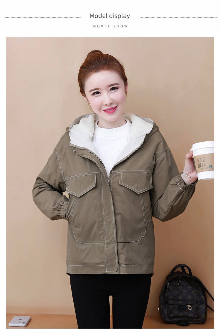 loose coat female Retro Hong Kong flavor cotton work clothes Jacket lamb