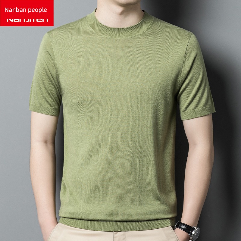 NGGGN mulberry silk Containing wool Round neck Short sleeve T-shirt