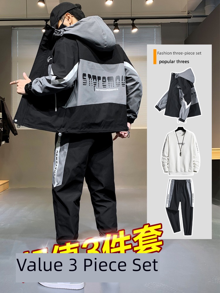 tide Spring and Autumn leisure time motion collocation schoolboy loose coat