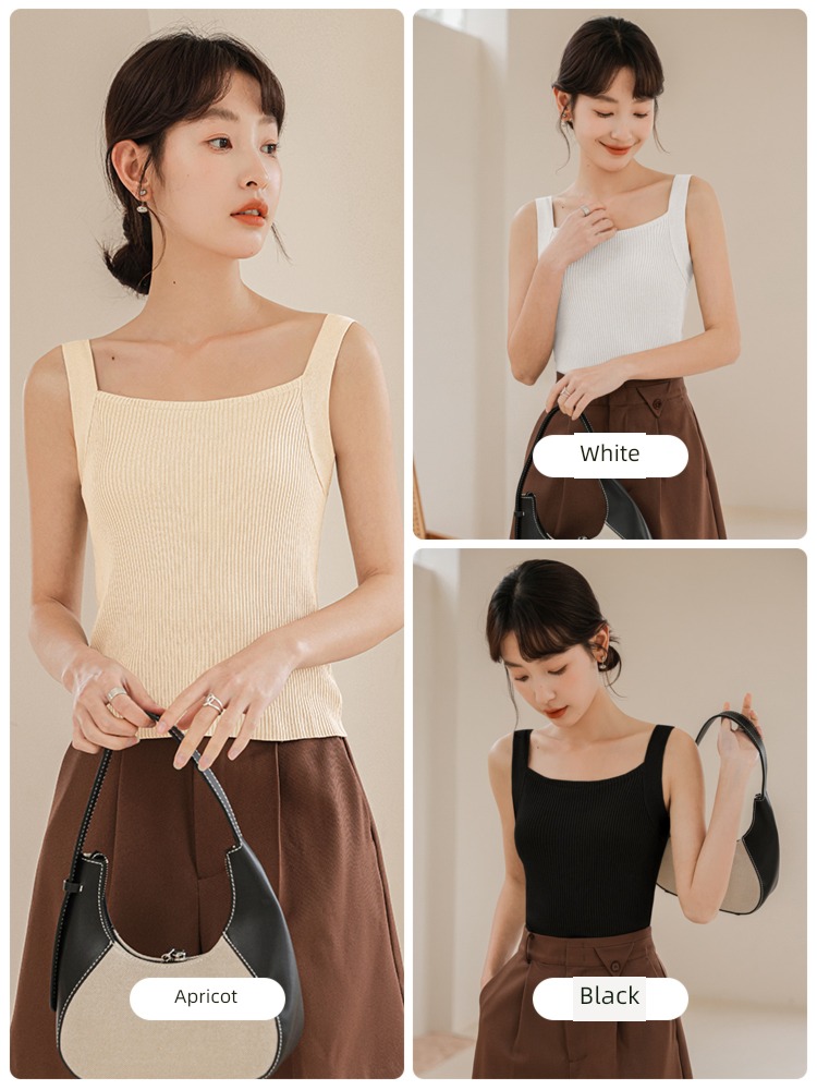 Inner lap knitting Lay a foundation Self-cultivation Wear out black camisole