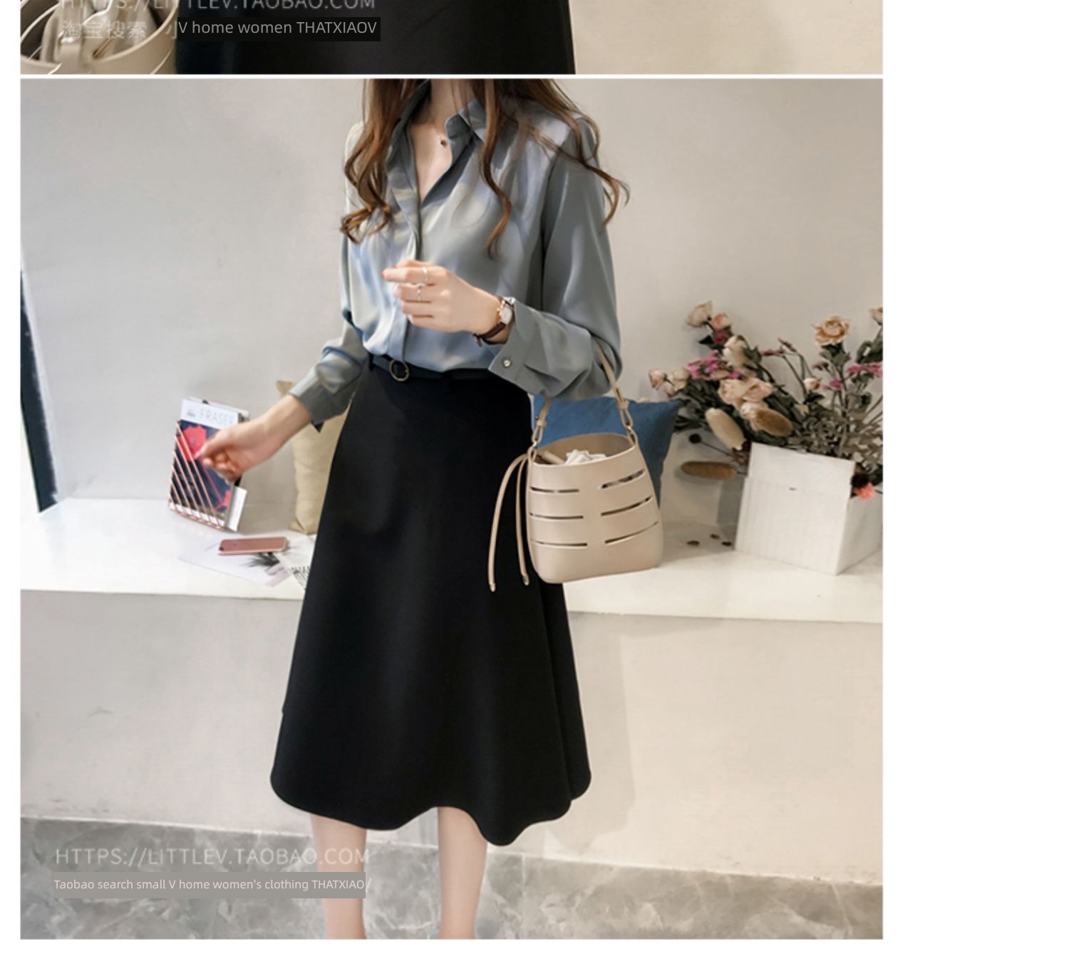 blue unique jacket easy Long sleeve Chiffon shirt