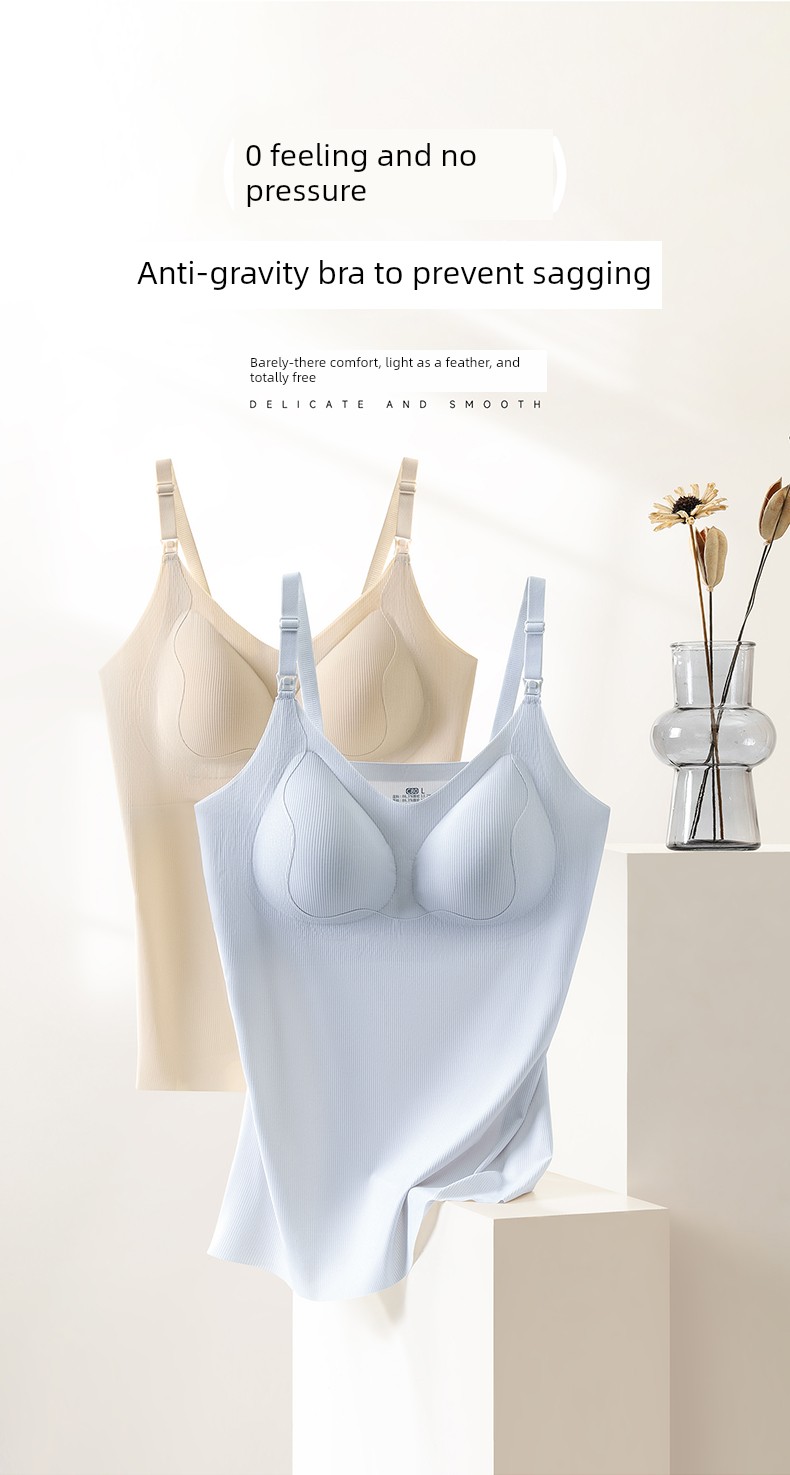 Maternity Nursing Tank Top with Straps, Postpartum Breastfeeding, No Need to Wear Underwear, Anti-Exposure, Thin Autumn Style Bra for Pregnant Women — 4