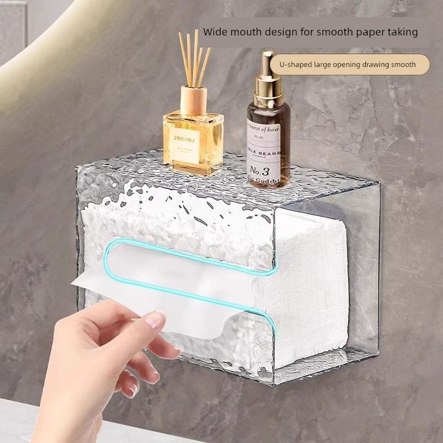 Light luxury face towel storage box tissue box wall-mounted kitchen bathroom toilet bathroom upside down drawer box transparent
