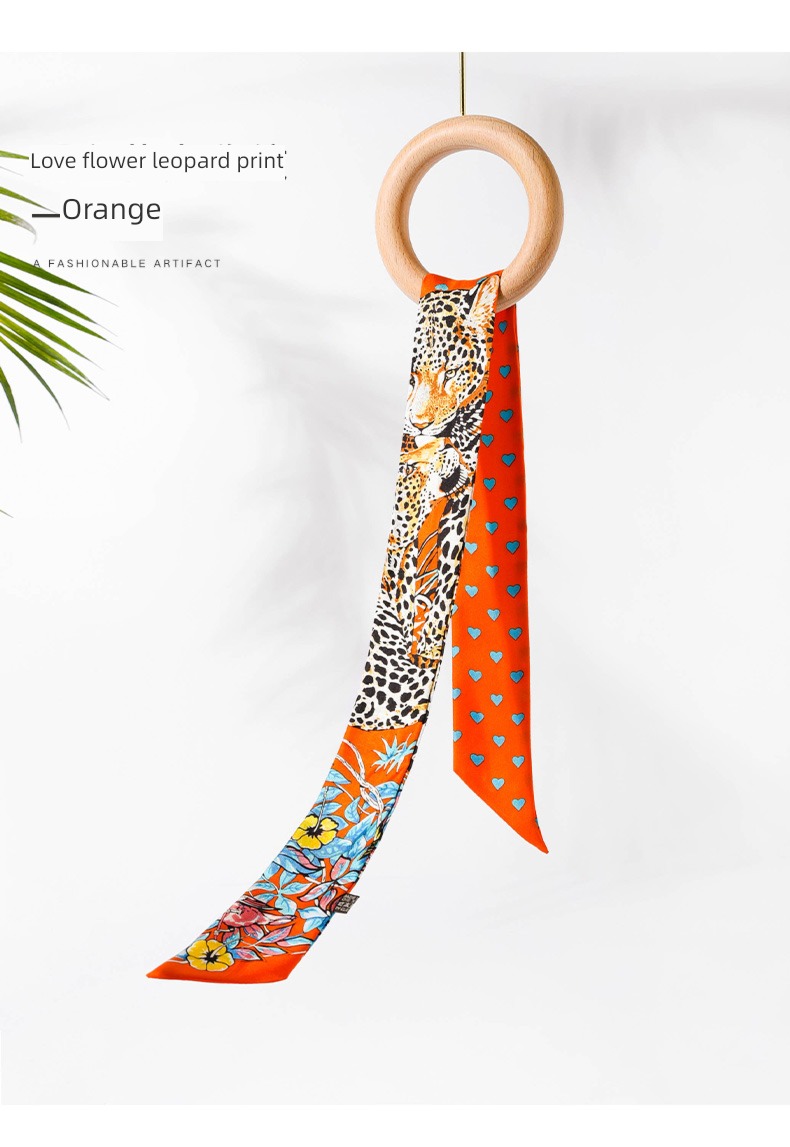 Handle Binding bag Twill silk Thin and narrow Small strip Silk scarf