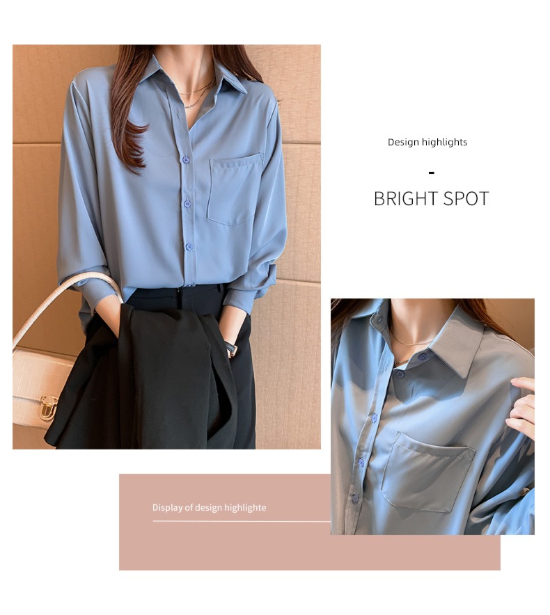 easy leisure time Long sleeve Spring and Autumn jacket Chiffon shirt