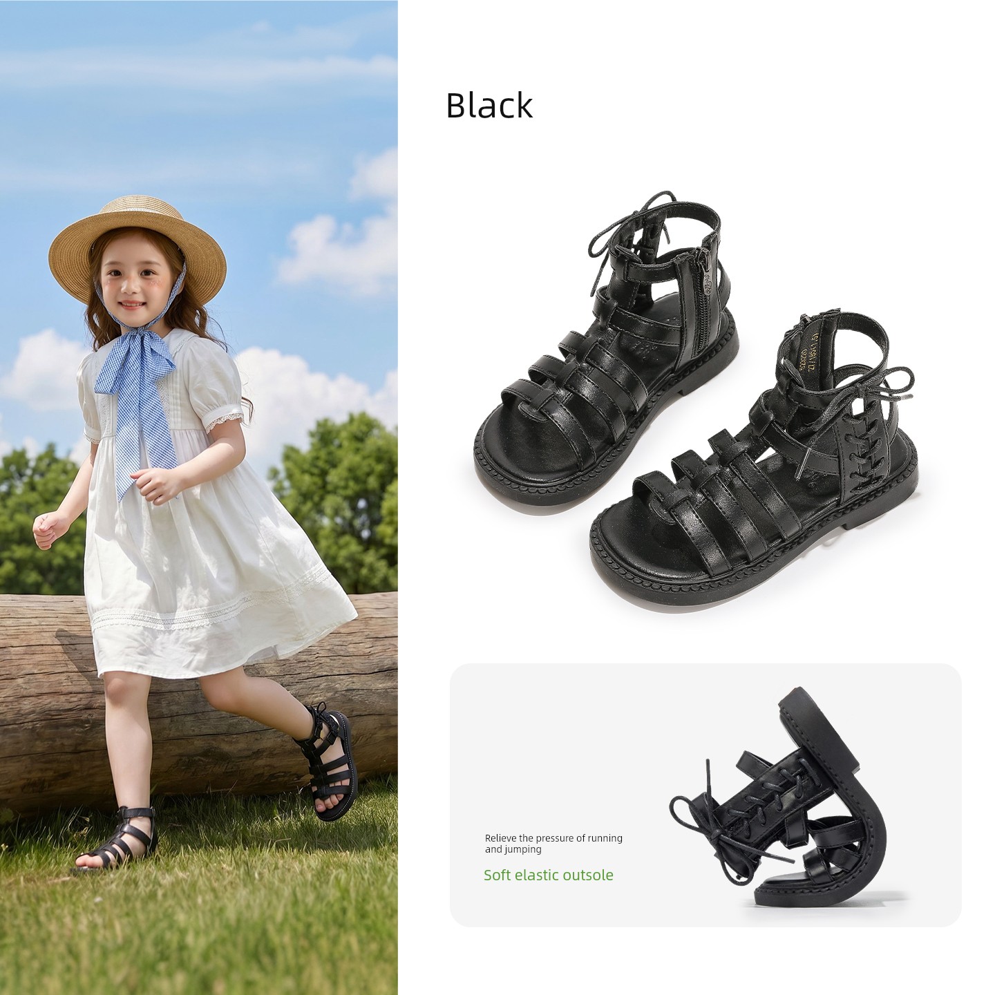 Girls' Sandals, Kidsren's Roman Shoes, 2026 New Models, Soft-Soled Shoes for Middle and Large Kidsren, Summer Shoes for Girls, Summer Shoes for Girls — 3