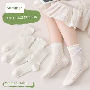 Girls' Socks, Summer Thin Style, Children's Seamless Mesh Socks, Princess Style Lace White Cotton Socks, Baby Spring and