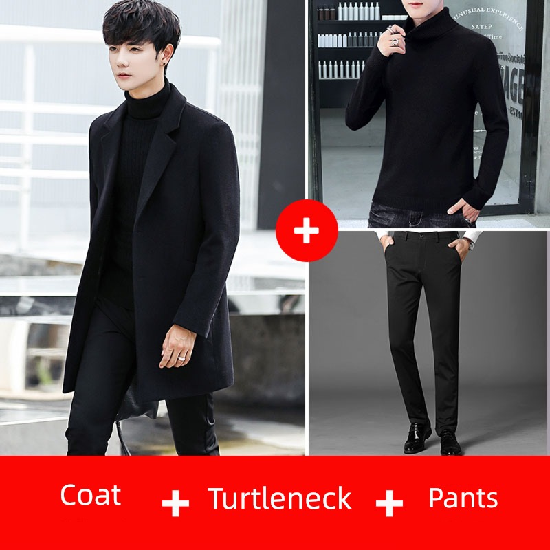 Medium and long term thickening winter man man 's suit woolen overcoat