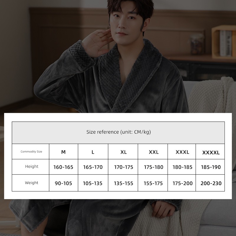 male winter leisure wear Flannel lengthen keep warm robe