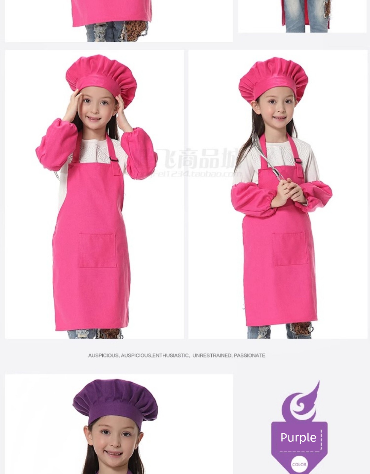 Kids Cotton Canvas Apron Sleeves Creative Apron Painting Apron Kids Chef Suit Chef Cap Printed Logo — 15