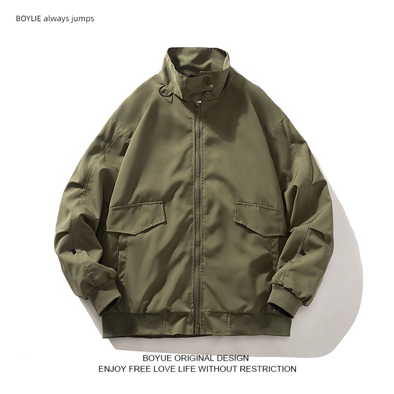 tide BOYUE Silk jump stand collar spring and autumn easy loose coat