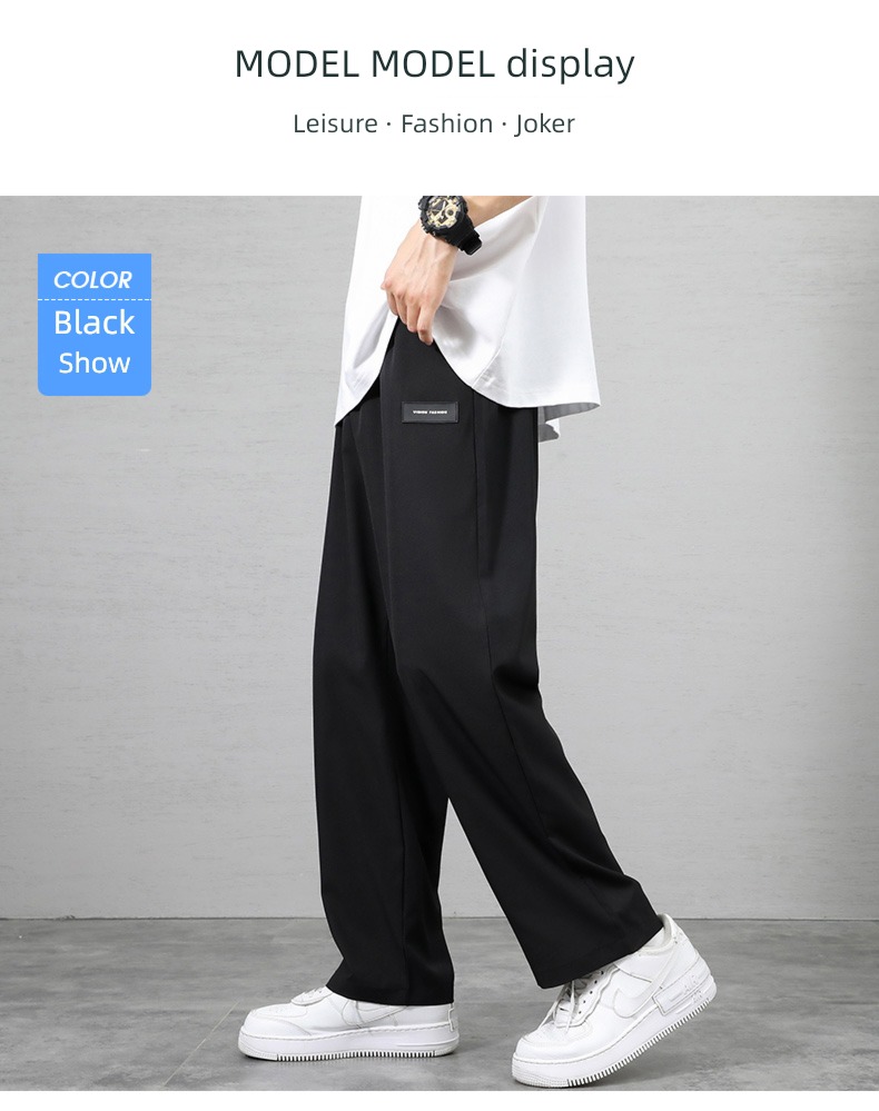 NGGGN Spring and Autumn leisure time Broad leg black trousers