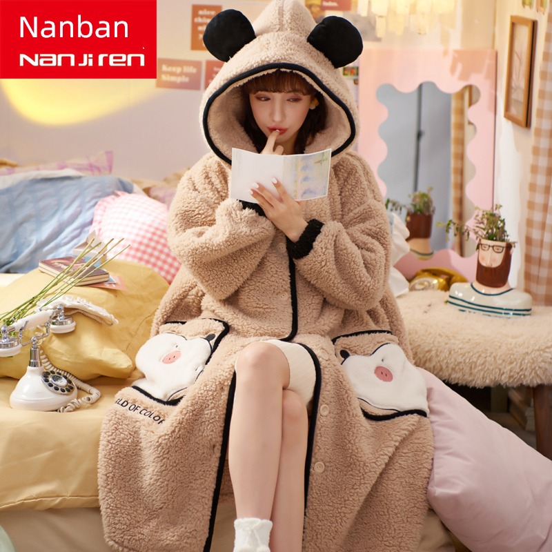 winter thickening Bathrobe Flannel female have more cash than can be accounted for pajamas