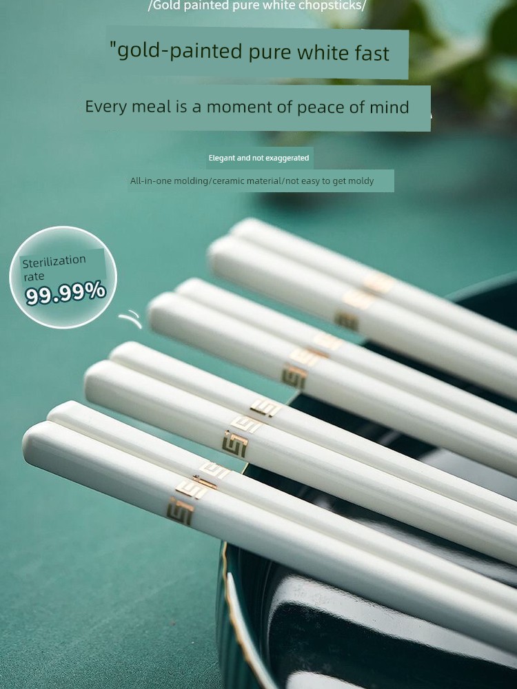 Jingdezhen Genuine Ceramic Chopsticks 2026 New Model for Home Use, High-End Chinese-Style Bone China, Non-Slip, Antibacterial, Mold-Resistant, High Temperature Resistant