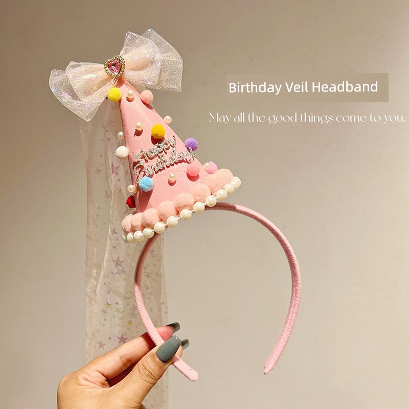 Instafamous Hairband Veil Girl Birthday Party Princess Hat