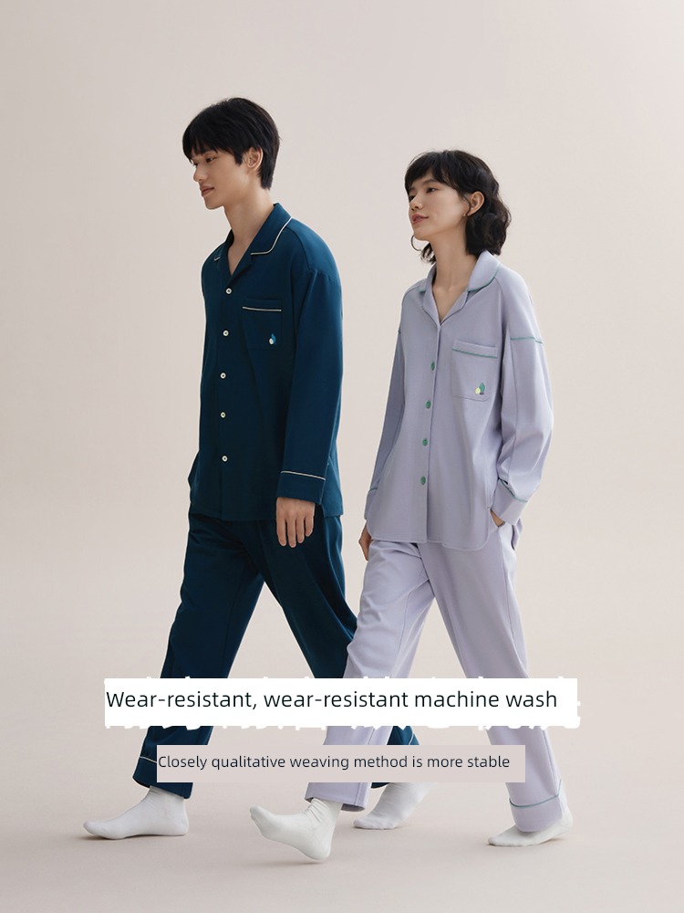 lovers pajamas pure cotton man female Spring and Autumn Red bean