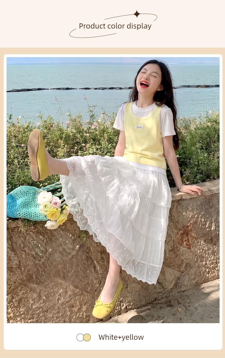 Girls' Summer Short-Sleeve Dress Set, Children's 2026 New Spring and Autumn Dopamine Style Big Girl Princess Dress — 5
