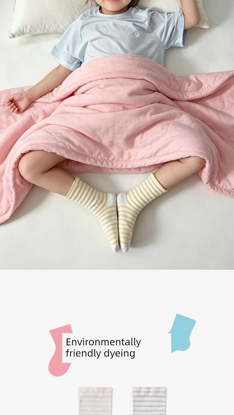 Catman Kidsren's Sleep Socks for Sleeping in Air-Conditioned Rooms, Summer-Specific Anti-Cold Socks for Boys and Girls, Pure Cotton Loose Mid-Calf Socks — 12