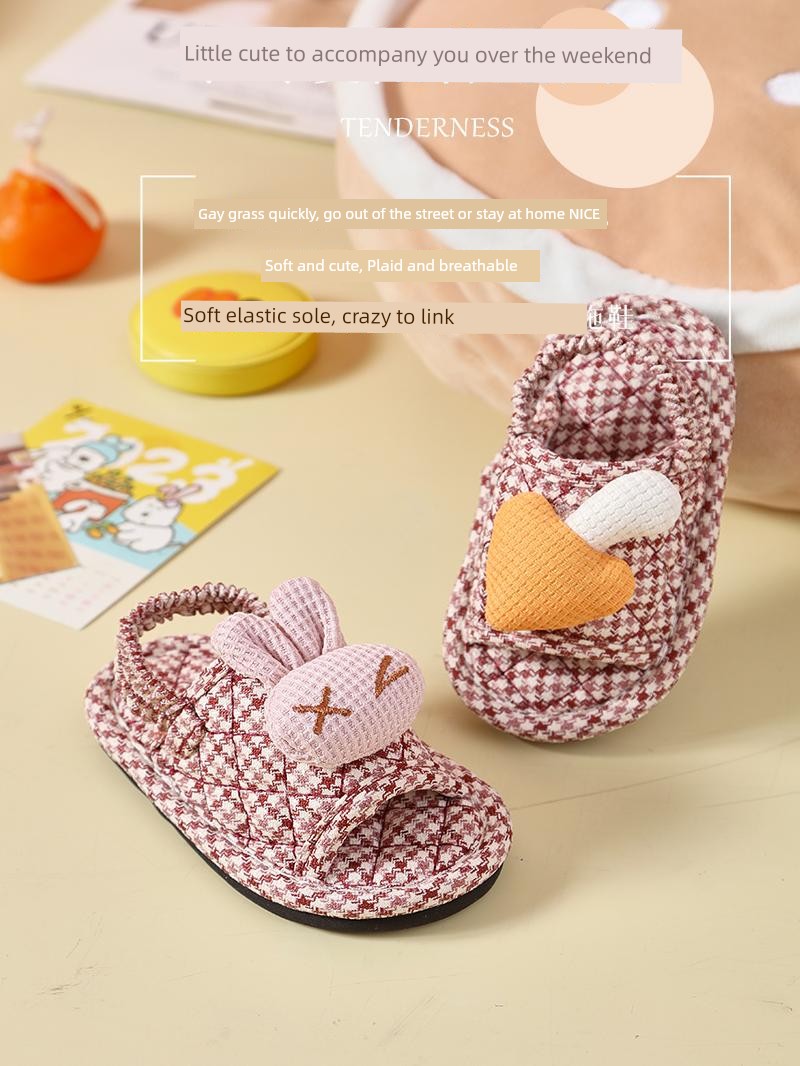 Children's Cloth Cotton Slippers Toddler Little Girl 1-2-3 Years Old Non Slip Soft Bottom Home Shoes Baby Slippers — 4