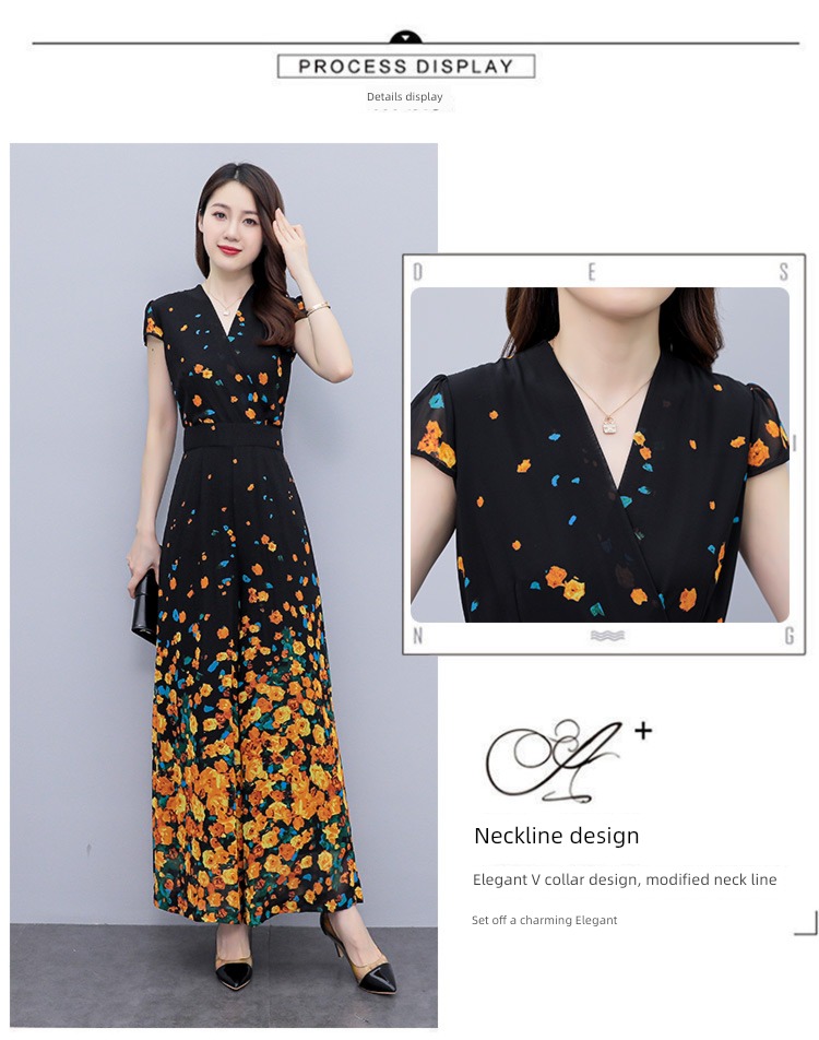 unique Advanced sense Chiffon Broken flower summer wear Jumpsuit