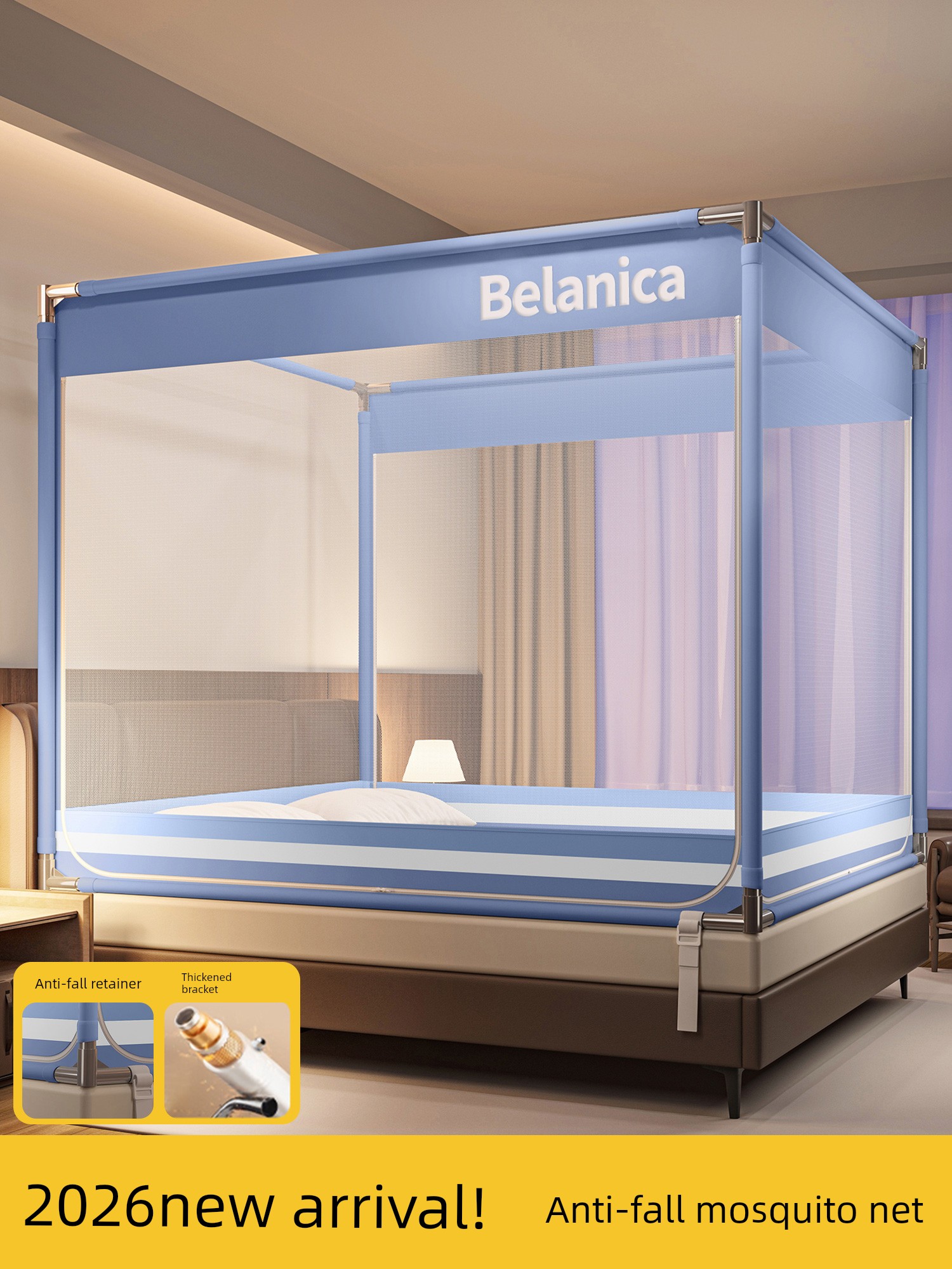 Anti-Fall Mosquito Net, Anti-Mosquito Netting for Home Use, Children's 2026 New Model, Baby Anti-Fall Bed Net, Full Coverage for Bedroom, Full Bottom, No Installation Required