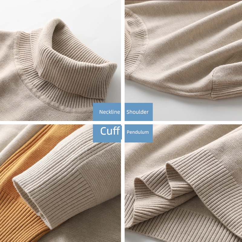 American style Light luxury Thick and solid T-shirt Undershirt High collar sweater