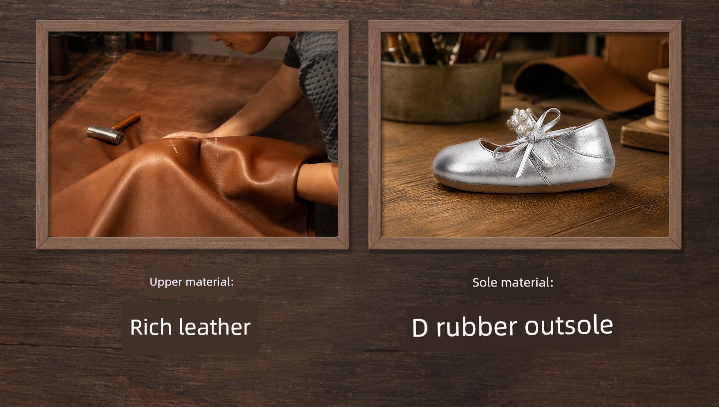 Genuine Leather Girls' Leather Shoes, Stylish New Spring and Autumn Models, Simple Indoor Pearl Princess Shoes for Kindergarten Toddlers — 9