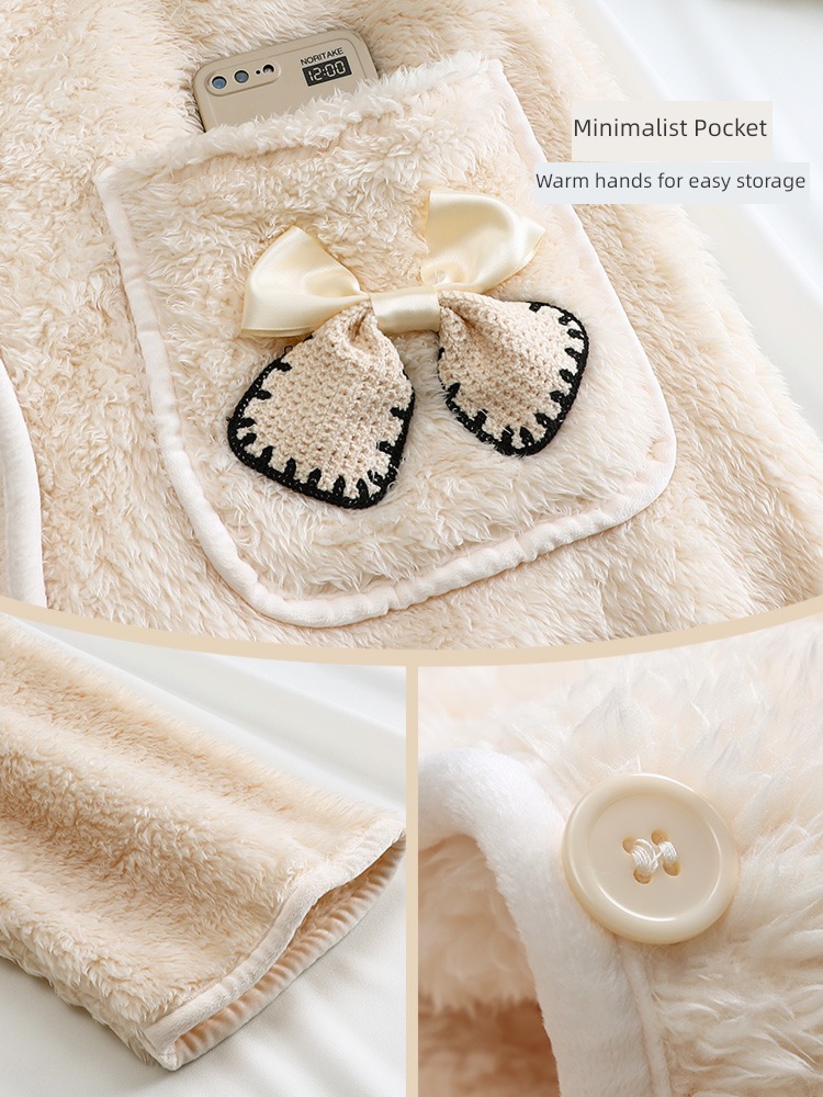 French Advanced sense female thickening Plush Medium and long term robe
