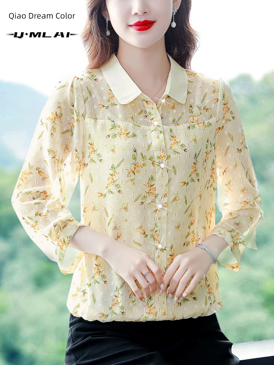 Broken flower jacket Advanced sense unique Well done! Chiffon shirt