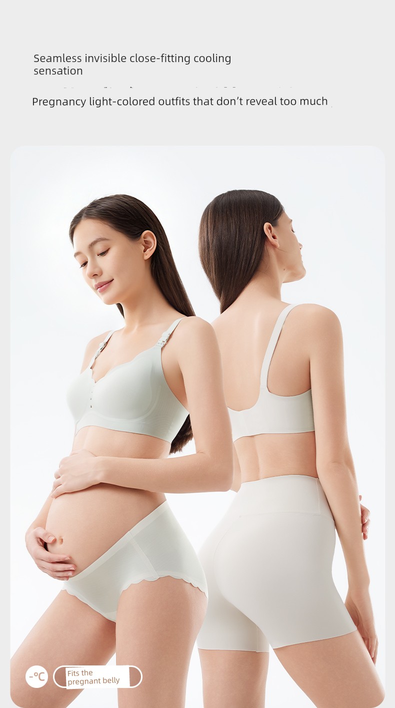 October Crystal Maternity Underwear Invisible Low-Waist Antibacterial Postpartum Lightweight Breathable Ice Silk Pants for Early, Mid, and Late Pregnancy — 3