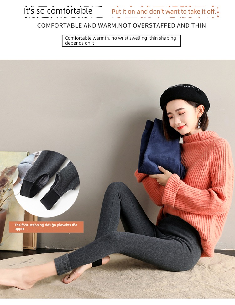 ma'am pure cotton Self-cultivation Show thin Step on one's feet Plush Leggings