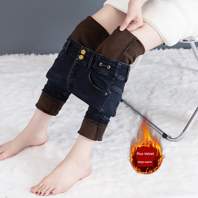 Plush Jeans female winter thickening Winter money Women Velvet belt one Velvet Martin boots collocation Of winter trousers Women's money