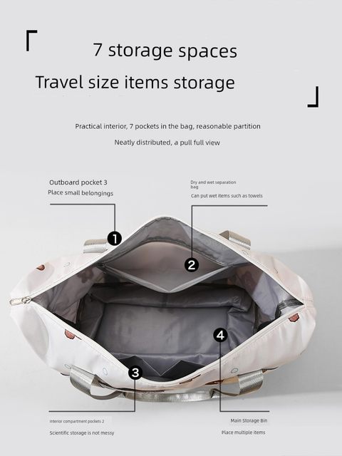 Short-term travel bag cute lightweight portable business trip large capacity luggage bag student pull rod boarding bag waiting for production storage bag