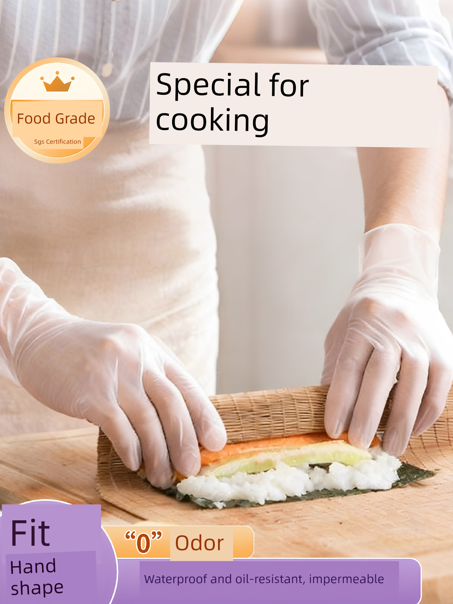 Special Gloves for Cooking, Food-Grade Pvc, Thick and Durable, Extended Length for Kitchen and Catering, Disposable Nitrile, Household Latex