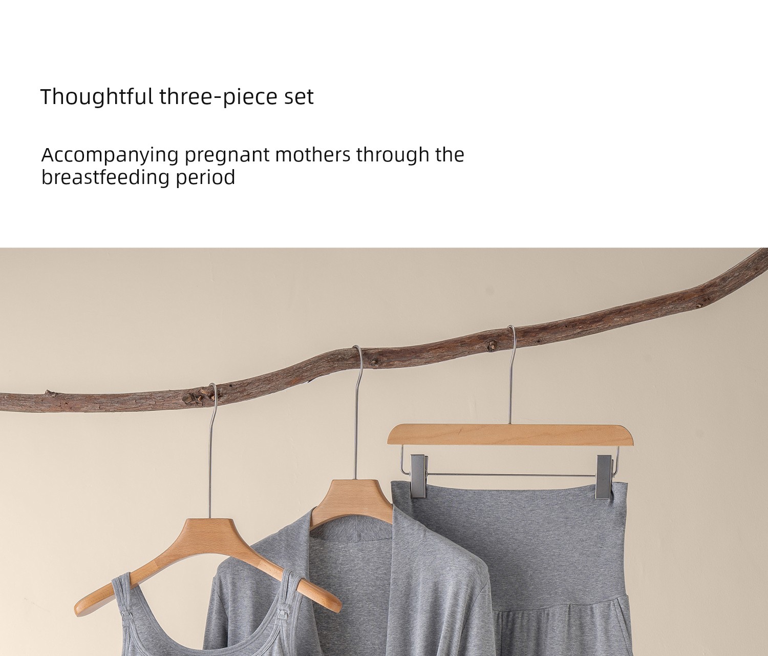 Maternity Pajamas with Breast Pads, Modal Nursing Sleepwear, Postpartum Breastfeeding Mother and Baby Loungewear Set — 15