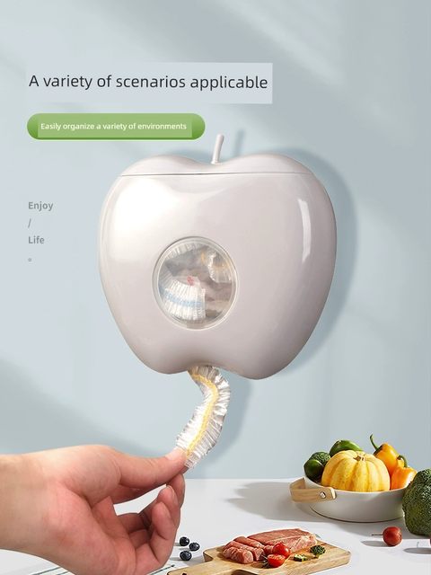 Plastic film cover storage box wall-mounted, non-punched food grade disposable fresh-keeping bag cover storage artifact for kitchen