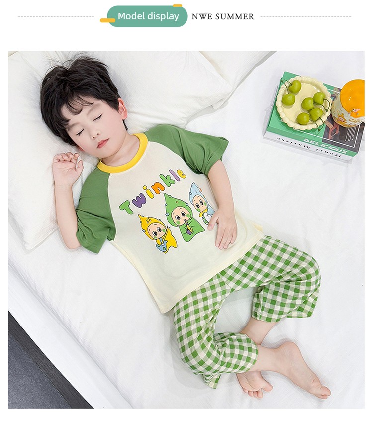 Boys' Pajamas Modal Summer Thin Style Three-Quarter Sleeve 2026 New Model Baby Air Conditioning Clothing Children's Loungewear Boys — 9