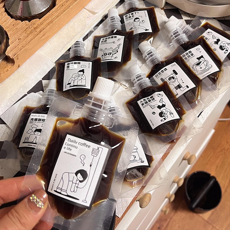 Espresso Liquid Disposable Dispensing Bag Cold Brew Ice Drip Packaging Bag Transparent Frosted Sealed Liquid Spout Bag
