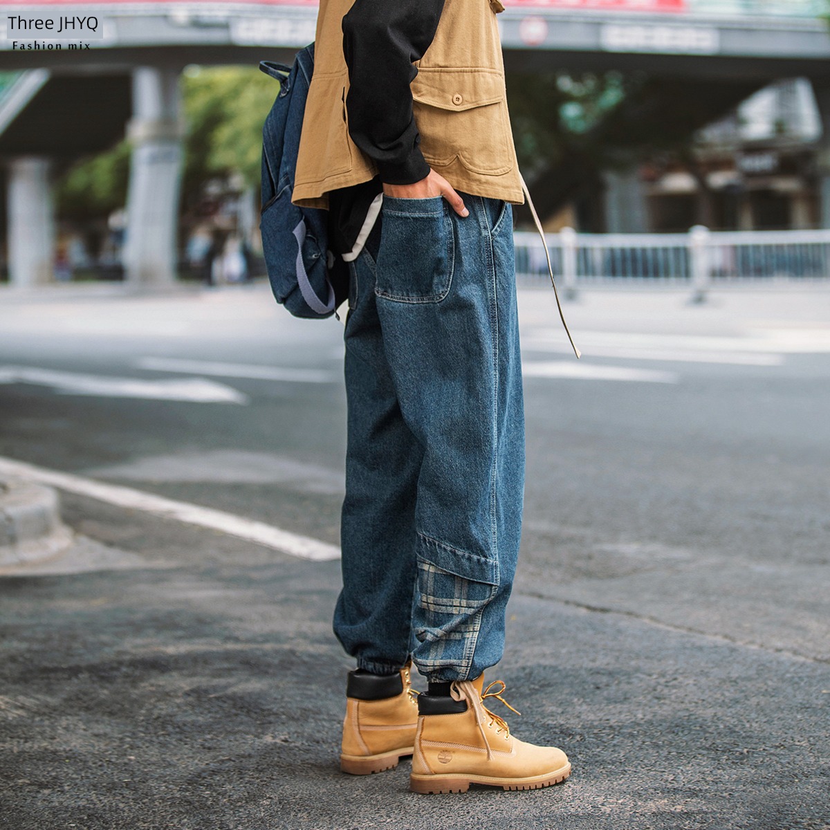 Purify eyeball ins Foot mouth Splicing Hip hop Jeans