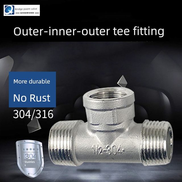304 stainless steel outer wire tee inside and outside thread outer thread outer screw teeth tee inside inside and outside inside and outside inside wire port 4 points DN25